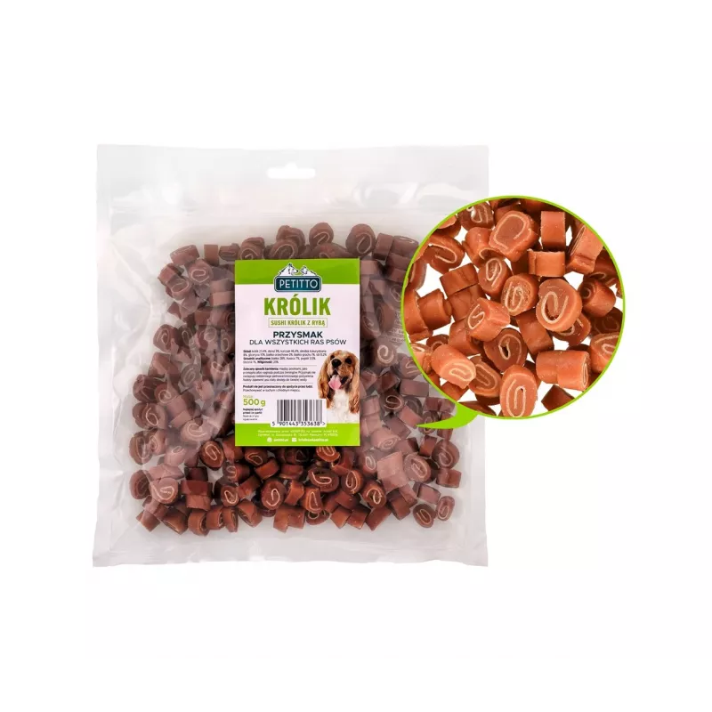 PETITTO Sushi-kaniini kalalla koiranherkku, 500 g