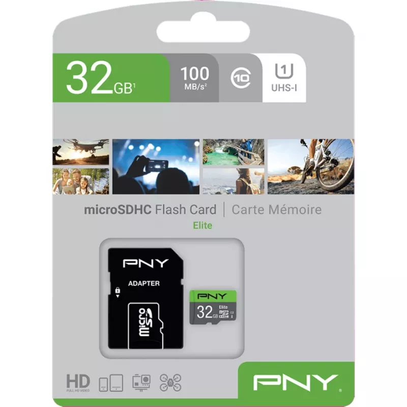 MicroSDHC-kortti PNY Elite 32 GB Class 10 UHS-I P-SDU32GU185GW-GE