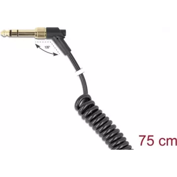 Audiokaapeli DELOCK 85777 — 3,5 mm pistoke 3,5 mm pistokkeeseen, 0,75 m, musta, kullatut kontaktit