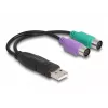 DeLOCK USB-PS/2-sovitin 0,17 m 2x 6-pol. Mini-DIN USB A
