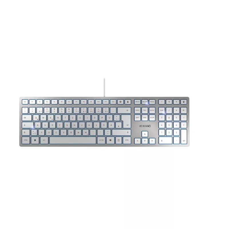 CHERRY KC 6000 -näppäimistö ohut yleiskäyttöön USB QWERTZ saksa hopea