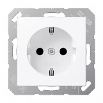 Pistorasia tyyppi F Jung A 1520 BF WWM, 16 A, 250 V, termoplasti, valkoinen, 55×55 mm