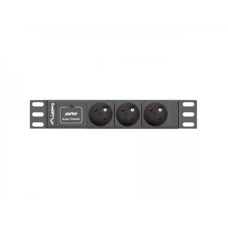 LANBERG PDU-03E-0200-BK pistorasia 1HE, 3x Type-E-pistorasia, 220–250 V, 16 A, 2 m kaapeli, musta