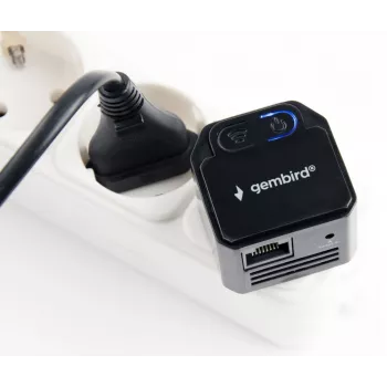 Verkkotoistin GEMBIRD WNP-RP300-03-BK, 300 Mbps, 2,4 GHz, 802.11g, 1x RJ-45, sisäinen 3 dBi antenni, AC 100–240V