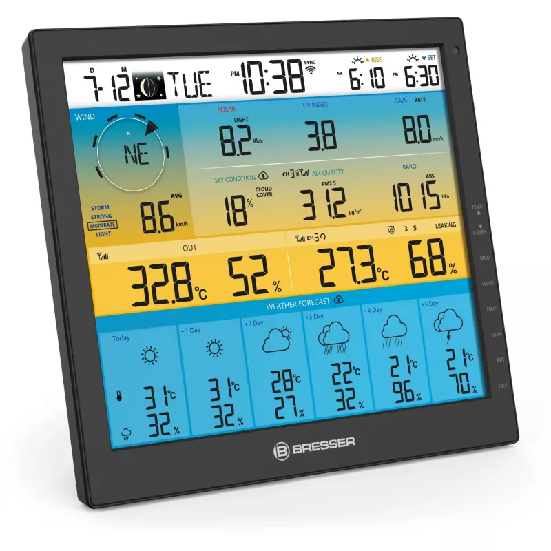 Bresser 7003220 Weather Center 7-in-1 Solar 6-Day 4cast Pro SF digitaalinen sääasema, LCD, musta