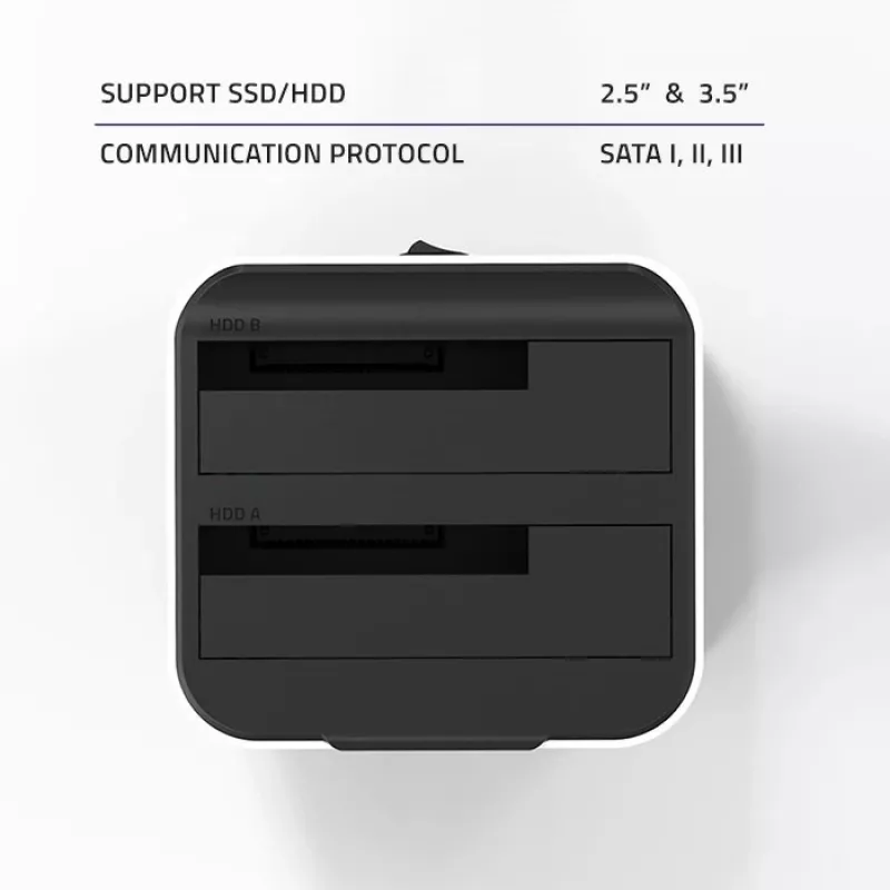 Qoltec 50309 HDD SSD 2.5 3.5 telakointiasema | SATA III | USB 3.0 | Super Speed 5 Gb/s | kloonaustoiminnolla