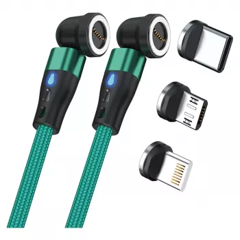 USB-kaapeli RealPower MagneticCharge2 1 m vihreä pikalataus tiedonsiirto