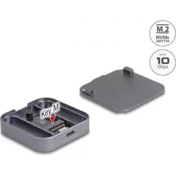 Ulkoinen magneettinen kotelo DELOCK USB Type-C 10 Gbit/s 1 x M.2 NVMe- tai SATA-SSD-asemalle (malli 42032)