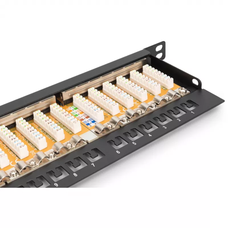 Kytkentäpaneeli Digitus CAT 6 Class E High Density suojattu musta