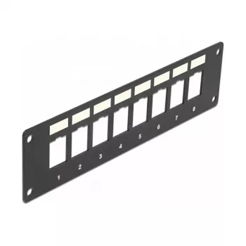 DeLOCK 86597 tyhjä keystone-keskitinpaneeli, 8 porttia, pinta-asennus, musta