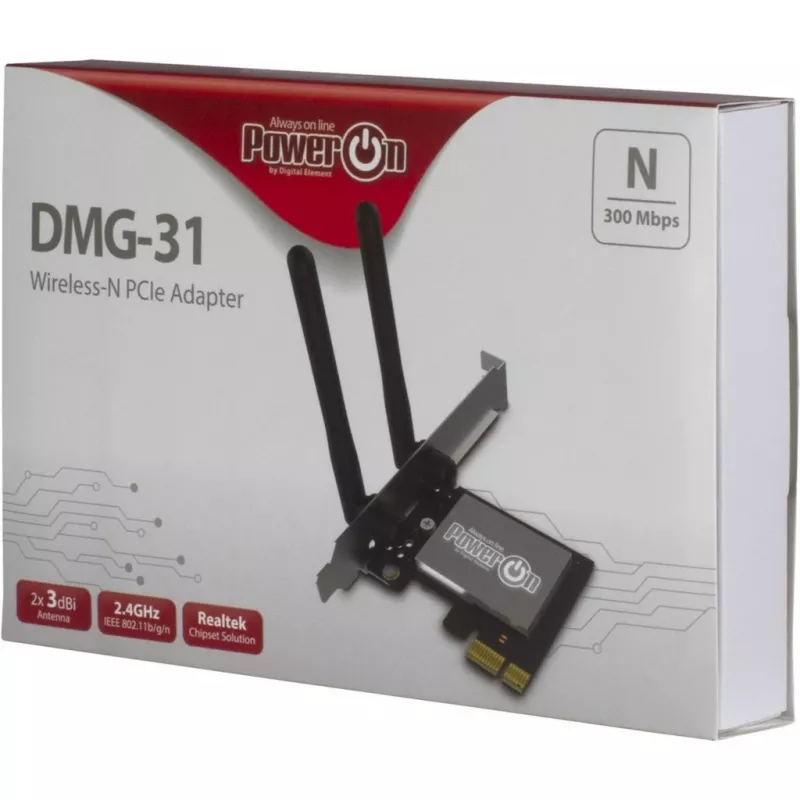 Inter-Tech DMG-31 - sisäinen - langaton - PCI Express - Wi-Fi - Wi-Fi 4 (802.11n) - 300 Mbit/s (88888147)