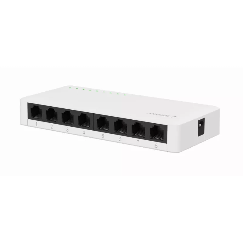 Hallitsematon kytkin GEMBIRD NSW-G8-01 – 8× Gigabit Ethernet (10/100/1000), valkoinen, DC 5V