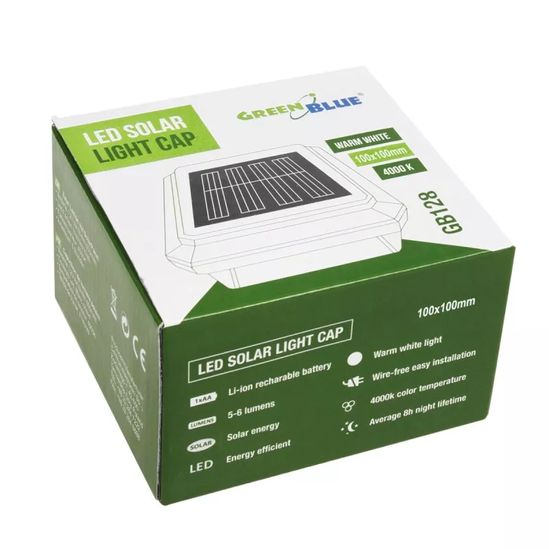 GB128 LED-aurinkovalo aidantolppaan ja puutarhaan, musta - vihreä sininen
