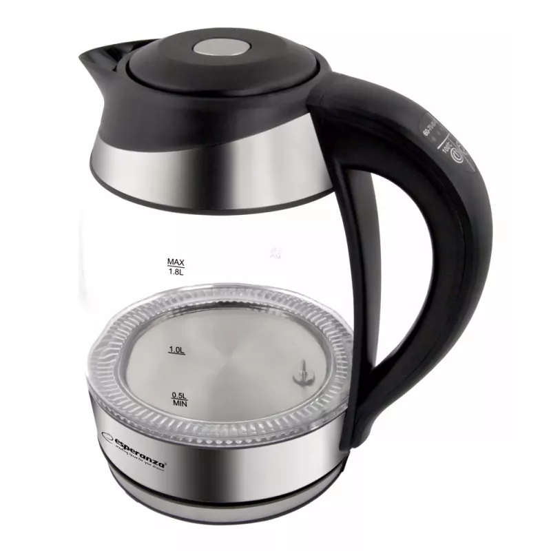 Esperanza EKK026 vedenkeitin 1,7 L 2200 W musta, läpinäkyvä