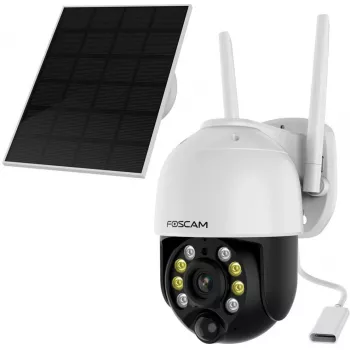 IP-valvontakamera Foscam B4 Dome 4 MP (2560×1440), Wi‑Fi 2,4 GHz, IP65, aurinko + akku 5000 mAh, 355° kääntö, 90° kallistus