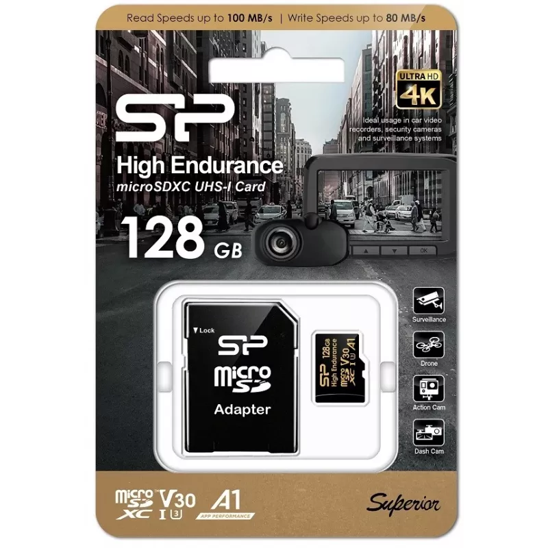 SILICON POWER MICROSDXC HIGH ENDURANCE 128GB V30 + ADAPTERI