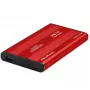 HDD/SSD-kotelo QOLTEC 51860 2,5 tuuman SATA III -asemille, USB Type-A, 5 Gbit/s, alumiini, punainen
