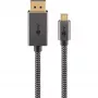 USB-adapterikaapeli, USB-C-uros > DisplayPort-uros, 4K 60 Hz (musta/hopea, 2 metriä, punottu kaapeli)