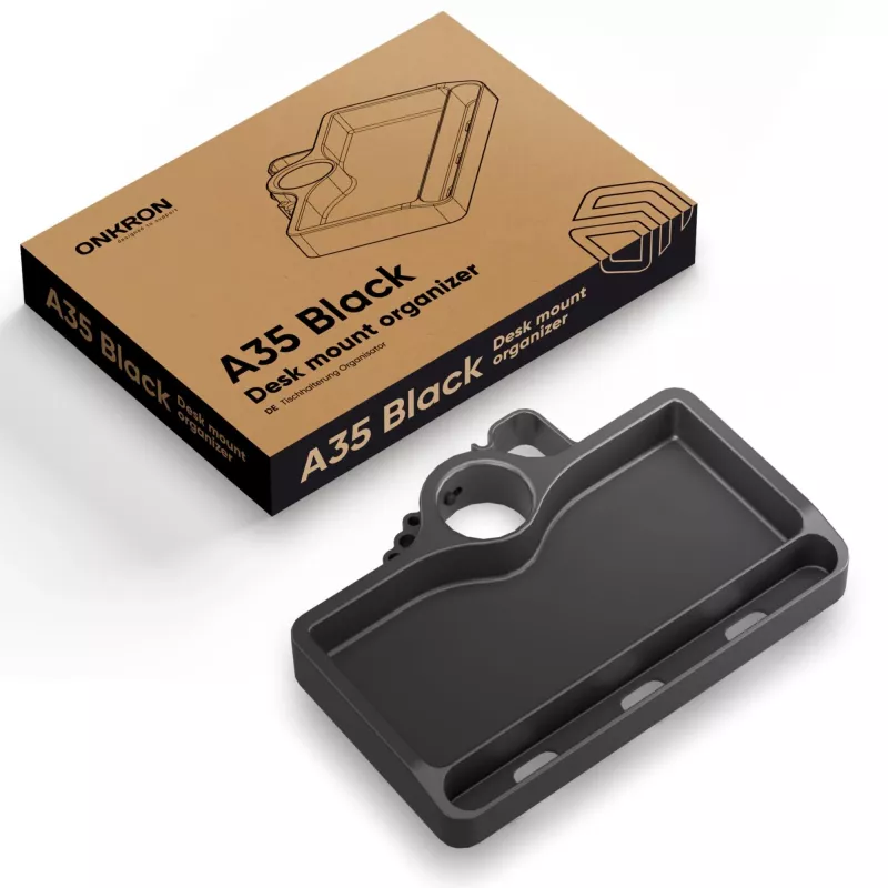 ONKRON A35 hylly, musta ABS-muovi, 190×105 mm, 160 g