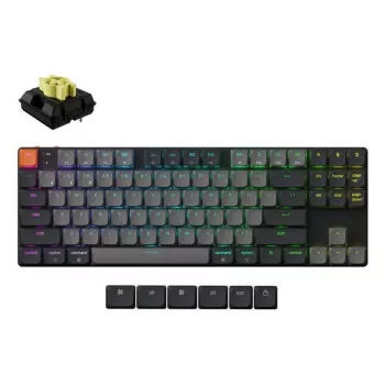 Mekaaninen 80 %:n näppäimistö Keychron K1X-B4 — USB + Bluetooth, QWERTY englanti, 87 näppäintä, RGB-taustavalo, harmaa