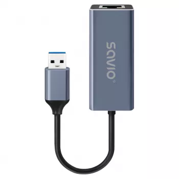 Verkkoliitäntäsovitin SAVIO AK-83 USB Type-A - RJ-45 uros, 5 Gbit/s, musta