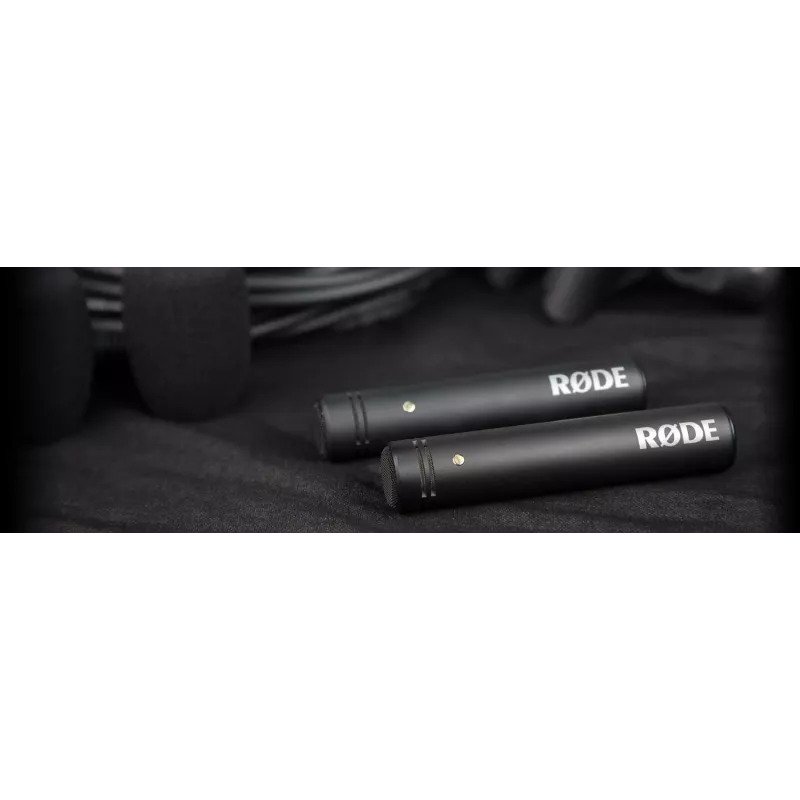Studiokondensaattorimikrofoni RØDE M5 — johdollinen, 20–20000 Hz, 200 Ω, -34 dB, 20×100 mm, musta