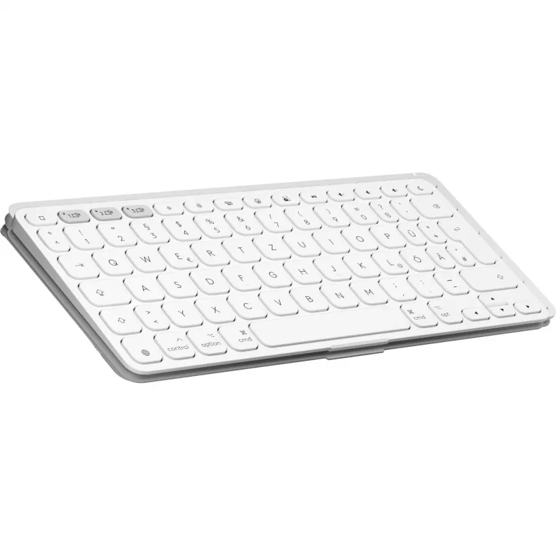 Logitech Keys-To-Go 2 langaton näppäimistö iPadille, iPhonelle, Macille ja Apple TV:lle, saksalainen asettelu, vaaleanharmaa