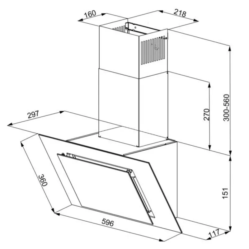 Vertikale Eco Duo Glas seinäliesituuletin musta