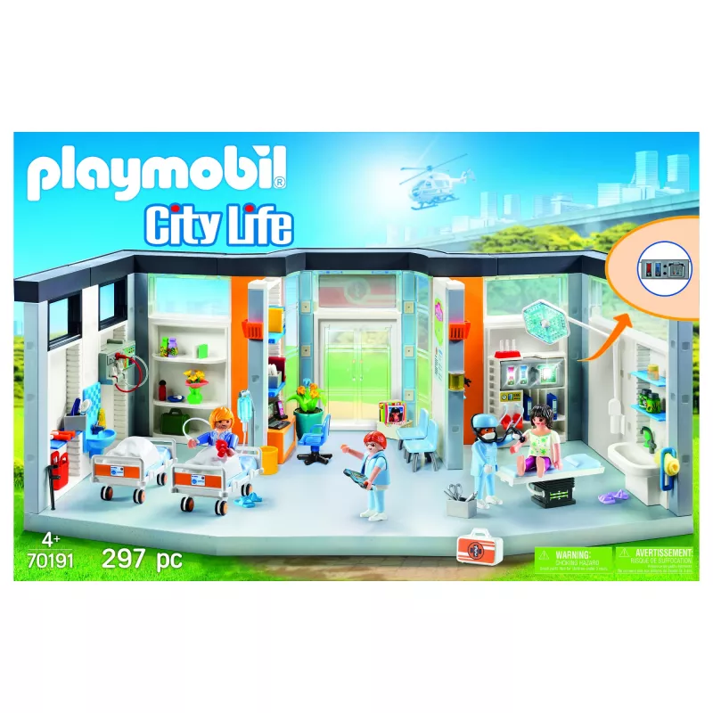 Playmobil 70191 leikkifiguuri sisustettu sairaalasiipi 297 osaa