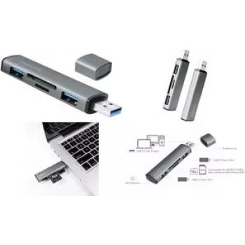 LogiLink UA0394 USB 3.2 Gen 2 -keskitin alumiinikotelolla, sisäänrakennetulla SD-kortinlukijalla, tilatiedolla