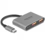 USB-keskitin DELOCK 64337 — USB 3.2 Gen 2 Type-C isäntä, 3 porttia (Type-C + 2× Type-A), 10 Gbit/s, harmaa, metallikotelo