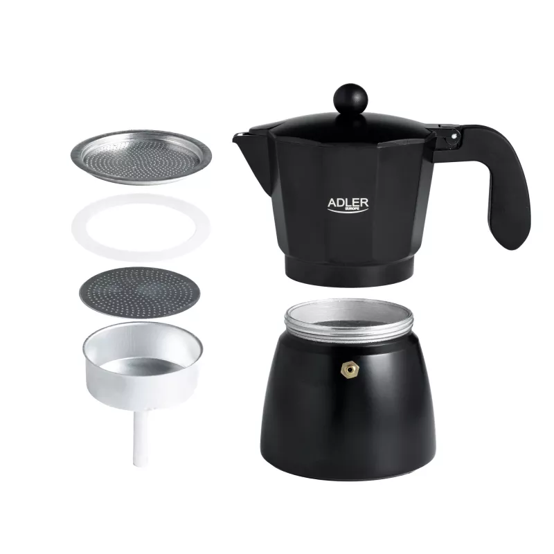 Espressokone Adler AD 4421 — 15 bar pumppu, musta kotelo