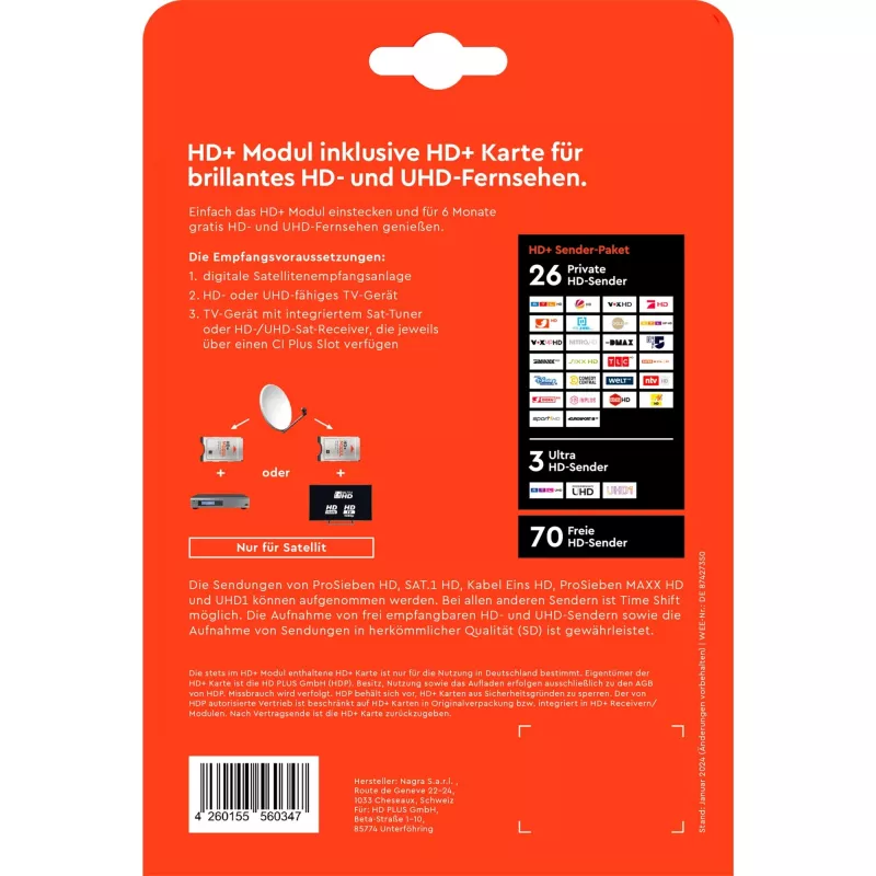 HD plus HD+ -moduuli sis. 6 kuukautta HD+ kanavapaketti