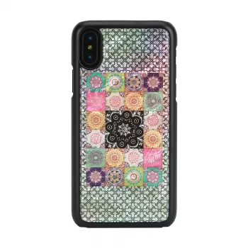 iKins älypuhelinkotelo iPhone XS / XS S — Flower Garden -kuosi, musta