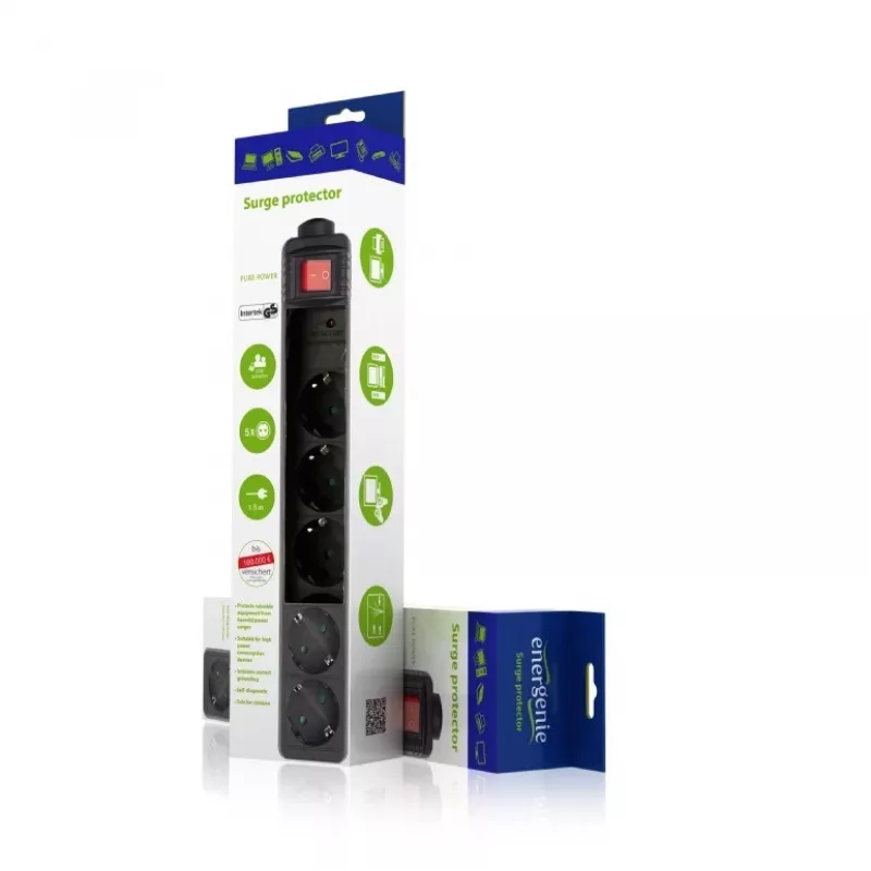 Ylijännitesuoja Gembird SPG5-C-10 musta 5 AC-pistorasiaa 250V 3m