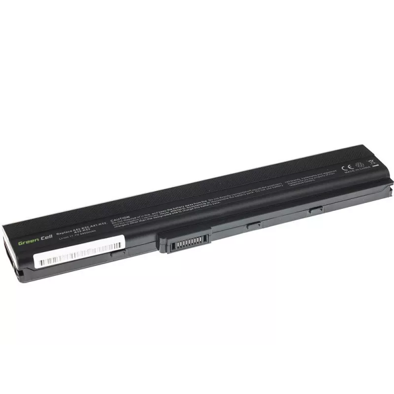 Akku Green Cell AS02 ASUS K52 -sarjaan — Li‑Ion 4400 mAh, 11,1 V, 6 kennoa, musta