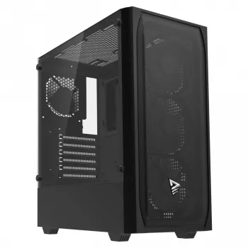 PC-kotelo SAVIO Noctis Flow — Cube Mini-ITX/Micro-ATX/ATX, 3x120 mm edessä, 1x120 mm takana, 2x3,5 inch + 3x2,5 inch paikat, karkaistu lasi