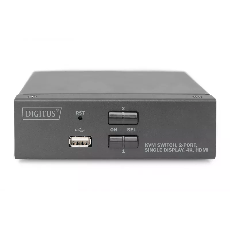KVM-kytkin Digitus 2 porttia Single Display 4K HDMI