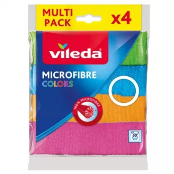 Mikrokuitupuhdistusliina VILEDA 4 kpl, oranssi, 380×360 mm, polyesteri 80 % / polyamidi 20 %, konepestävissä