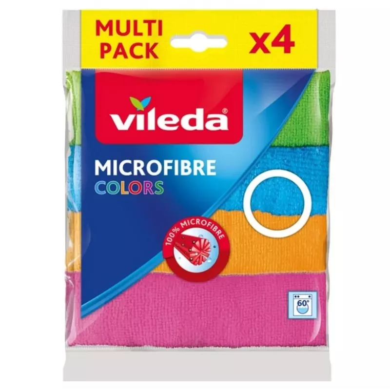 Vileda Microfibre Colors puhdistusliinat, monivärinen, 4 kpl