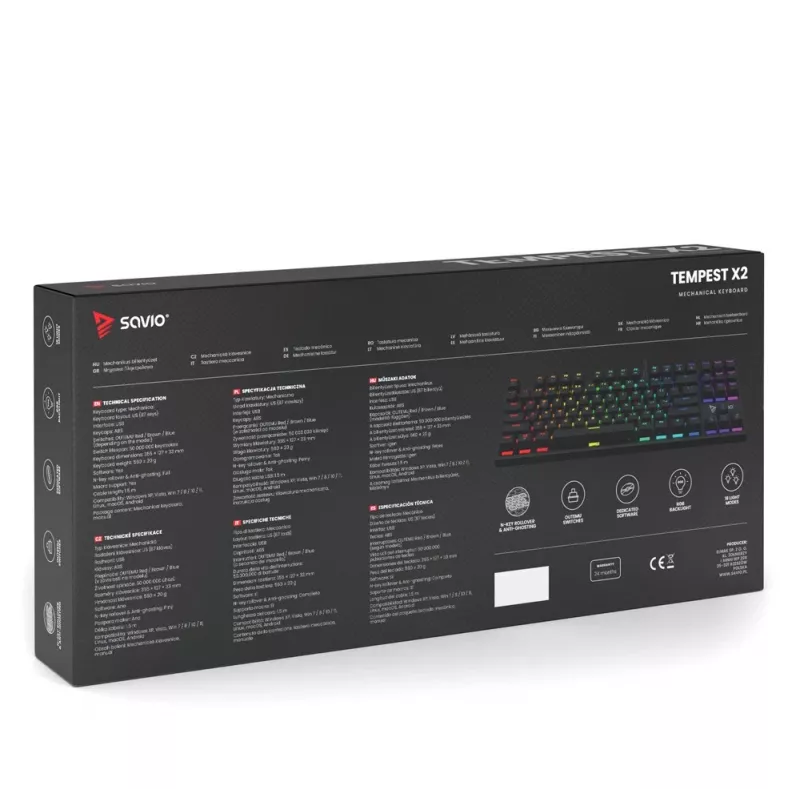 Savio mekaaninen näppäimistö RGB Tempest X2 Outemu Brown