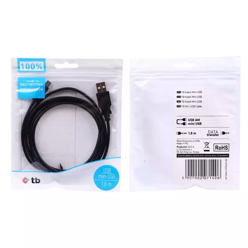 TB USB - MINI USB -kaapeli 1,8 m musta (AKTBXKU3PBAW18B)