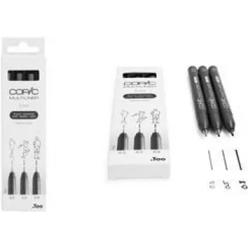 COPIC Multiliner Fineliner musta 0,3 + 0,5 + 0,8 mm, 3 kpl (22075630)