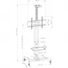Hagor 8209 HP Twin Stand liikuteltava lattiateline 32-55 tuuman (81-140 cm) näytöille, 45 kg, korkeussäädettävä, musta