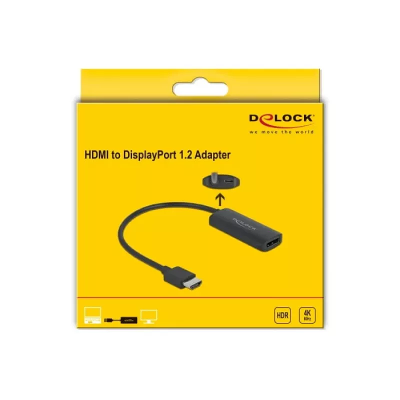 Adapteri HDMI-A uros DisplayPort naaras 4K 60 Hz DeLOCK 63206