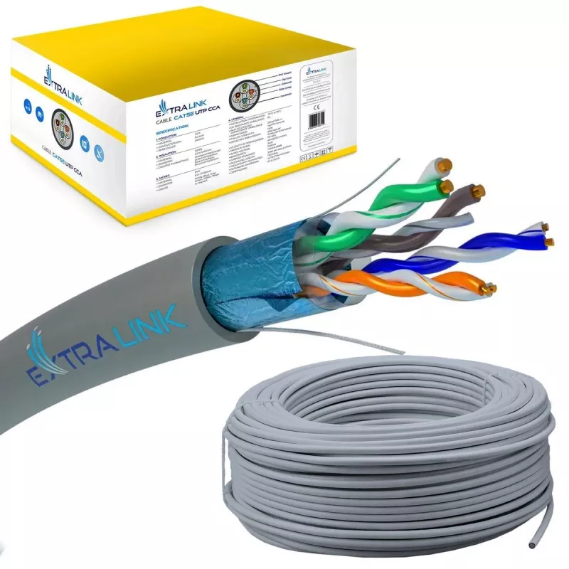 Verkkokaapeli Extralink Twisted Pair CAT5E FTP sisäkäyttöön 305M harmaa