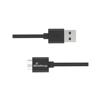 USB-kaapeli MediaRange MRCS240 — USB A - Micro-USB B, USB 3.2 Gen 1 (3.1 Gen 1), 1,8 m, musta