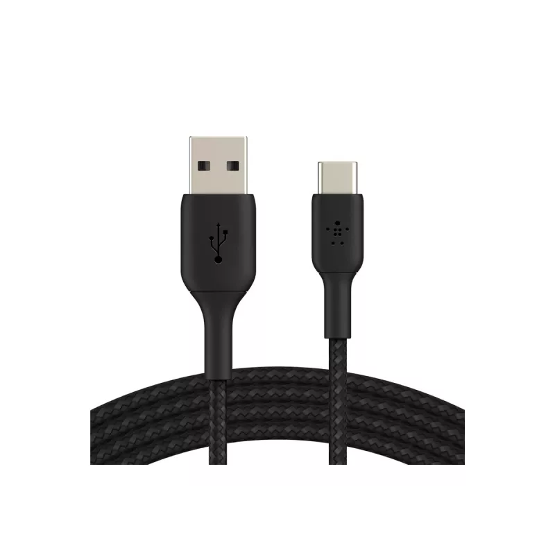 Punottu USB-C - USB-A -kaapeli 3 m musta