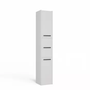 Kylpyhuoneen kaappi top e shop S33 BIEL – vapaasti seisova, valkoinen, 6 hyllyä, 300×300×1700 mm