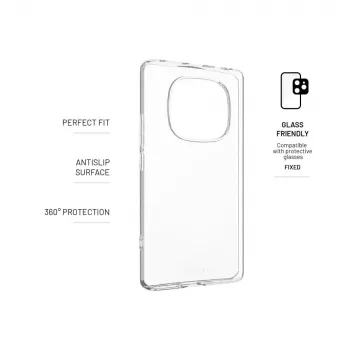 Takakansi FIXED Xiaomi Redmi Note 14 Pro 4G:lle, läpinäkyvä TPU-suojakotelo